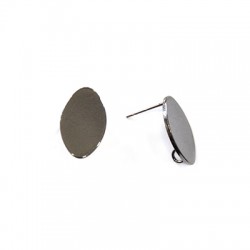 Pendiente de Metal Latón Oval con Anilla con Pin 11x17mm