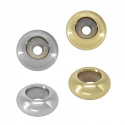 Cierre de Metal Latón Rondel con Caucho 7x3mm (Ø2mm)