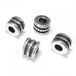 Entrepieza de Metal Zamak Tubo Triple Rondel 6.6x4.9mm (Ø 2.9mm)