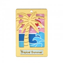 Colgante de Metacrilato "Tropical Summer" con Palmera 30x45mm