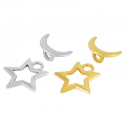 Cierre  de Metal Zamak con Estrella y Luna 14mm & 19mm (2pcs/Set)