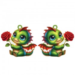 Colgante de Madera Dragon & Rose 40x35mm(2uds/set)