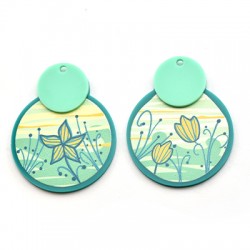 Colgante de Metacrilato Redondo Tulipanes 40x50mm (2uds/Set)