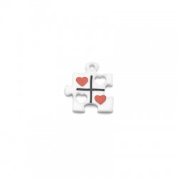 Colgante de Metacrilato Puzzle con Corazones 17x18mm