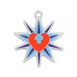 Colgante de Metacrilato Estrella con Corazón y Cruz 40mm