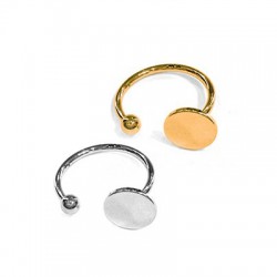 Anillo de Metal Latón Ajustable Disco+Bola 21mm