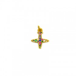 Colgante de Metal Laton Cruz con Circonitas 11x12mm
