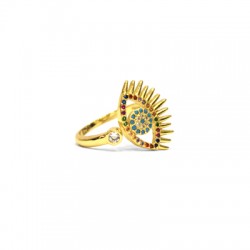 Anillo de Metal Laton Ojo con Circonitas 15x20mm
