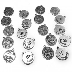 Colgante de Zamak Monedas Zodiacales 17mm (12 surtidos)