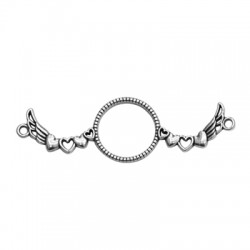Conector de Metal Zamak Redondo Corazón y Alas 70x23mm