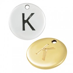 Colgante de Metal Zamak Redondo Letra "K" 12mm