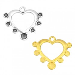 Colgante de Metal Zamak Corazón 33x29mm con Base SS20 + SS10