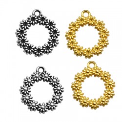 Colgante de Metal Zamak Guirnalda de Flores 20mm