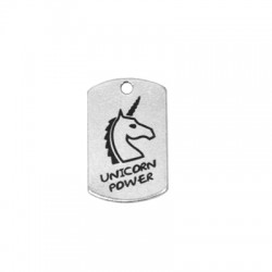 Colgante de Metal Latón Chapa Rectangular Unicornio 15x25mm