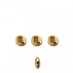 Cuenta de Zamak Plana Redonda Escorpio 7.6mm/3.3mm (Ø1.1mm)