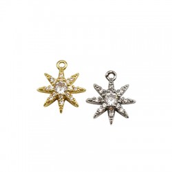 Colgante de Metal Latón Estrella con Circonitas 10mm