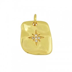 Colgante Metal Latón Irregular Estrella y Circonitas 13x15mm