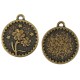 Colgante de Metal Zamak Redondo Martillado con Flor 18mm