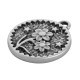 Colgante de Metal Zamak Redondo Martillado con Flor 18mm