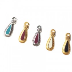 Colgante de Metal Zamak Gota Esmaltada 8x21mm