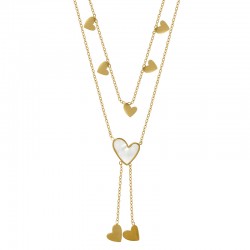 Collar de Acero Inoxidable 304 con Corazón Blanco  40cm