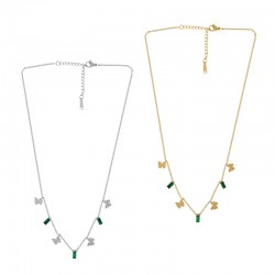 Collar de Acero Inoxidable 304 con Strass Verde 40cm