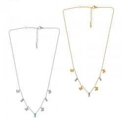 Collar de Acero Inoxidable 304 con Strass Blanco 40cm