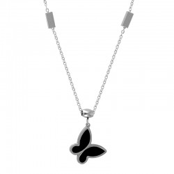 Collar de Acero Inoxidable 304 con Mariposa Negra 40cm