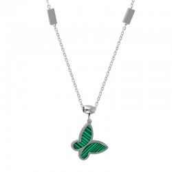 Collar de Acero Inoxidable 304 con Mariposa Verde 40cm
