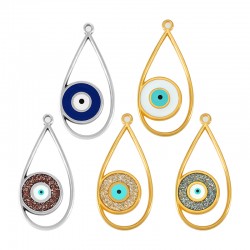 Colgante de Metal Zamak Ovalado con Ojo y Esmalte 17x30mm