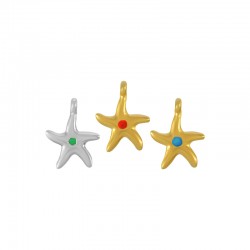 Colgante de Metal Zamak Estrella de Mar Esmaltado 15x2,1mm (Ø1,5mm)