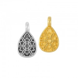 Colgante de Metal Zamak Gota con Flor de Mandala 7x10mm