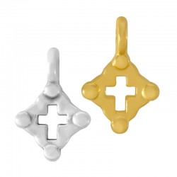 Colgante de Metal Zamak Rombo con Cruz 8mm
