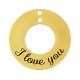 Colgante de Acero Inoxidable 304 Redondo "I love you" con 2 Anillas 25mm