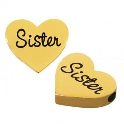 Entrepieza de Acero Inoxidable 305 Corazón "Sister" 13x15mm/3.5mm(Ø2mm)