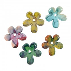 Colgante de Cerámica Flor con Esmalte 50mm (Ø4.5mm)