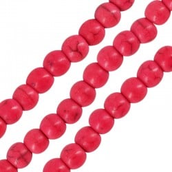 Bola de Howlita Rojo 8mm (Ø~1.6mm) (~50pcs)