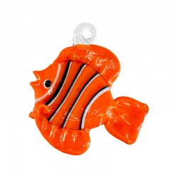 Colgante de Vidrio Murano Pez Naranja (~35x40mm)