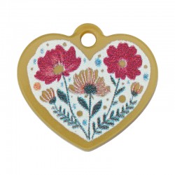 Colgante de Metacrilato Corazón con Flores 21x18mm