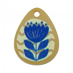 Colgante de Metacrilato Gota con Flores 17x22mm
