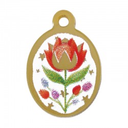 Colgante de Metacrilato Oval con Flores 15x18mm
