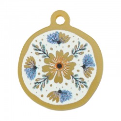 Colgante de Metacrilato Redondo con Flores 19mm