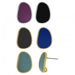 Pendiente de Metal Zamak Irregular con Esmalte 12x18mm
