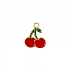 Colgante de Metal Esmaltado Cerezas 15x18mm