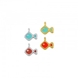Colgante de Metal Zamak Pez Esmaltado 9,6x6,3mm (Ø1,5mm)