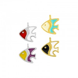 Colgante de Metal Zamak Pez Esmaltado 14,6x12,9mm (Ø1,5mm)