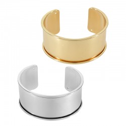 Pulsera de Metal Latón Ajustable 30x66mm con Base para Cordón Plano 30mm