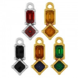 Colgante de Metal Zamak Rombo y Rectangular con Esmalte 9x17mm