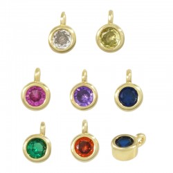 Colgante de Metal Laton Redondo con Cristal 4mm