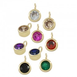 Colgante de Metal Laton Redondo con Cristal 6mm